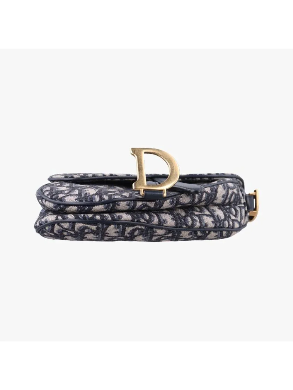 Dior Saddle Navy Gray Jacquard Leather Shoulder Bag